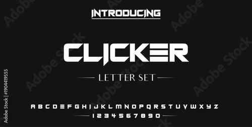 Clicker, Abstract sport modern alphabet logo font. Typography bold typeface design for sport, technology, fashion, digital, future creative logos fonts. vector illustration