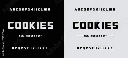 COOKIES, Abstract sport modern alphabet logo font. Typography bold typeface design for sport, technology, fashion, digital, future creative logos fonts. vector illustration