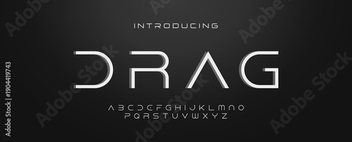 DRAG, Abstract sport modern alphabet logo font. Typography bold typeface design for sport, technology, fashion, digital, future creative logos fonts. vector illustration