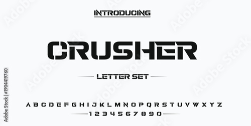 CRUSHER, Abstract sport modern alphabet logo font. Typography bold typeface design for sport, technology, fashion, digital, future creative logos fonts. vector illustration