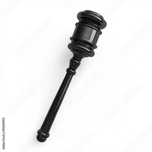 Black gavel, angled view,  isolated on white