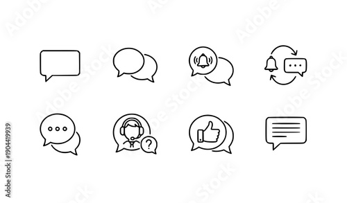 Communication and Messaging Outline Icons Minimal Linear Vector