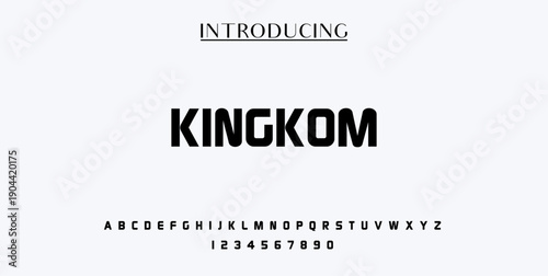 KINGDOM, Abstract sport modern alphabet logo font. Typography bold typeface design for sport, technology, fashion, digital, future creative logos fonts. vector illustration