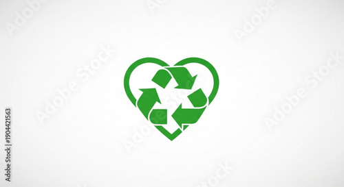 Green recycling symbol forming a heart on white background eco friendly and sustainable concept