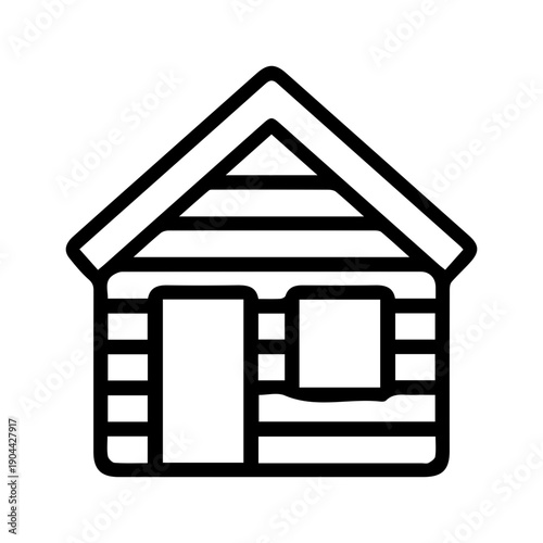 Rustic Wooden Cabin Outline