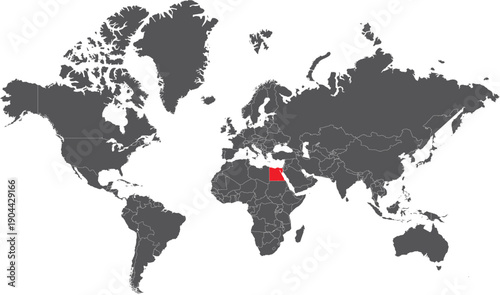 World map with Egypt highlighted in red global travel c