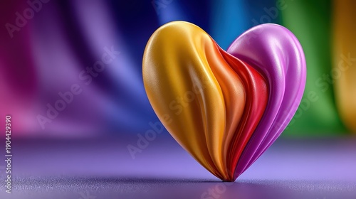 Colorful Fabric Heart for Valentine's Day Romantic Background
