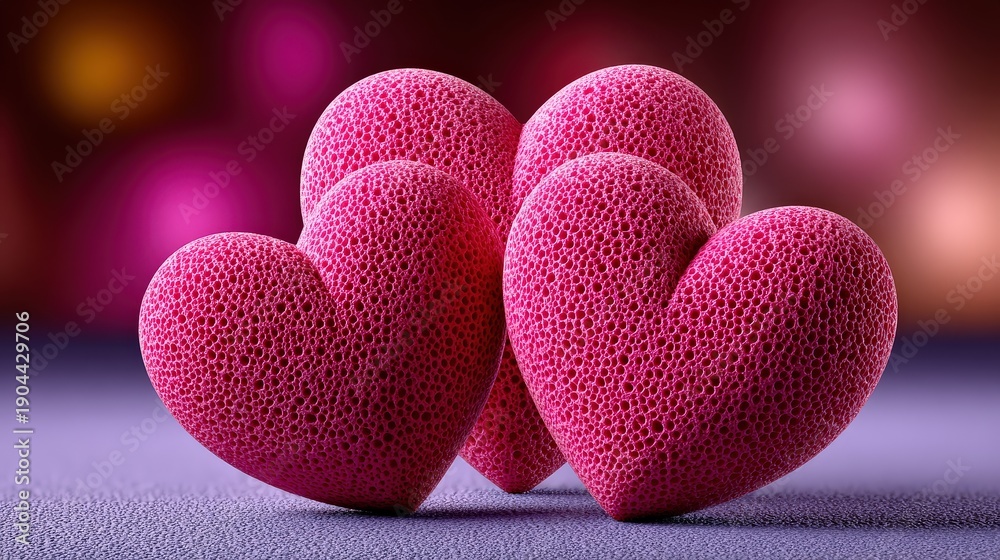 Obraz premium Romantic Valentine's Day Pink Textured Hearts Background Love Concept