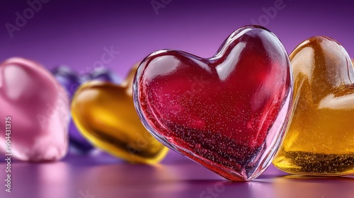Valentine's Day Glass Hearts Romantic Love Concept