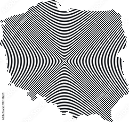 Poland vector map with digital infographic geometry round line art shape pattern view