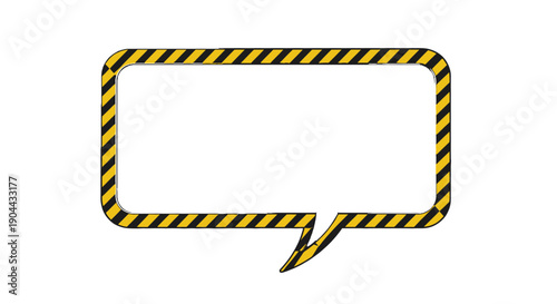 Yellow and black hazard tape speech bubble template for important messages or warnings