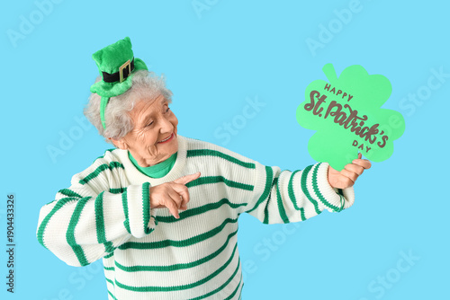 Happy senior woman in lepre...