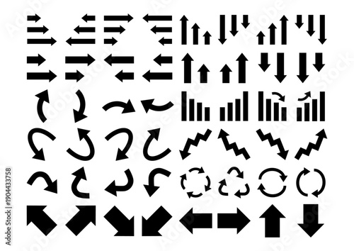 シンプルな矢印アイコンセット　UI・ビジネス資料向け　ベクター素材