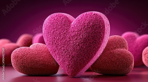 Valentine's Day Romantic Pink Textured Hearts Background