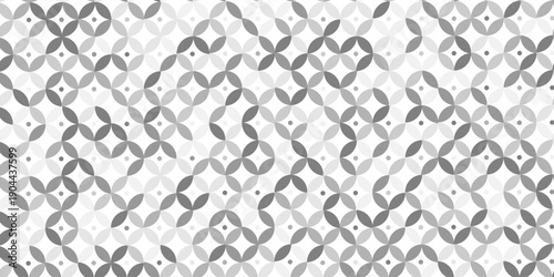 Vector seamless pattern with abstract lines and flower design. Abstract geometric fabric circle floral pattern. Hawaiian tropical seamless pattern.