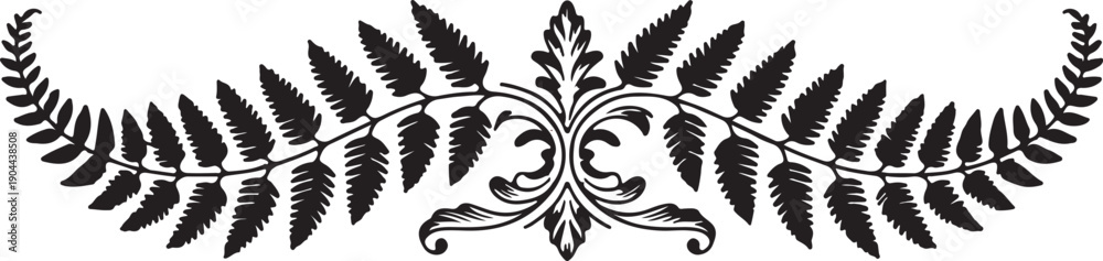 Fototapeta premium Elegant Black Fern Leaf Decorative Flourish Vector Element for Design Projects