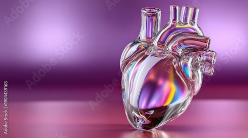 Iridescent Glass Anatomical Heart for Valentine's Day Romance