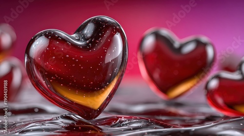 Glossy Glass Hearts for Romantic Valentine's Day Celebration