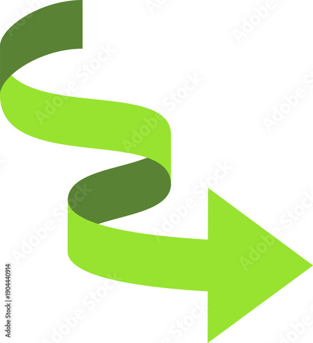 Fotografi Green winding ribbon arrow pointing onward