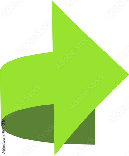 Green curved arrow pointing right graphic element