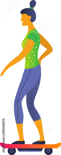 Young woman skateboarding embracing urban active lifestyle