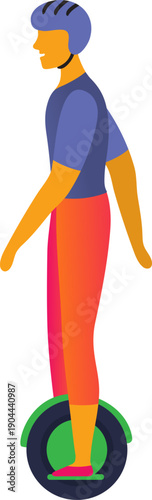 Person riding a modern electric unicycle on one wheel