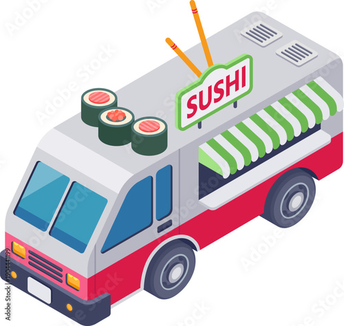 Sushi food truck serving delicious Japanese street food