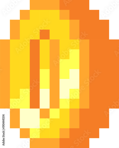 Golden pixel art coin reflecting light