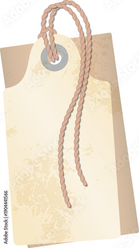 Blank vintage style paper tag with rope