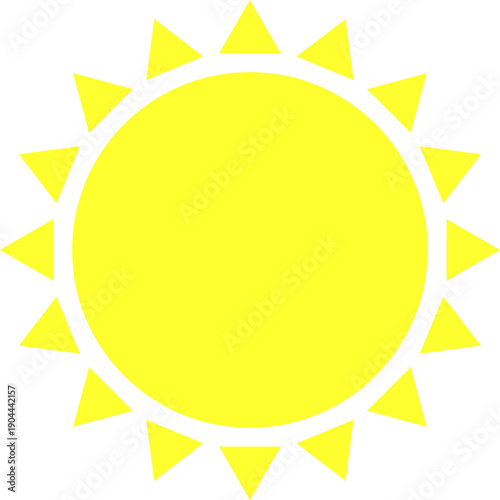 Yellow sun symbol representing summer weather and heat