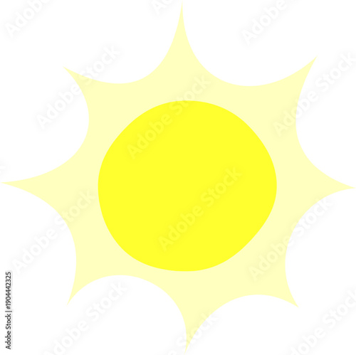Yellow sun drawing representing heat and summer