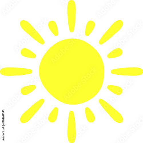 Yellow sun illustration radiating warmth and happiness