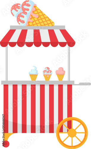 Ice cream cart selling different flavored frozen desserts