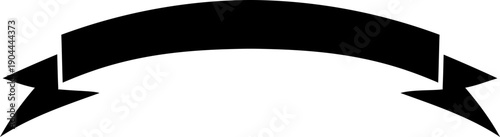 Black curved ribbon scroll banner graphic element