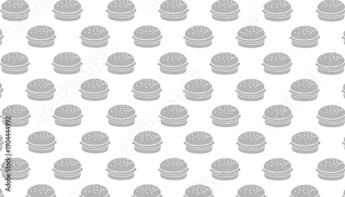 Burger Seamless Pattern Background. Fast Food Texture. Minimal Vector Illustration