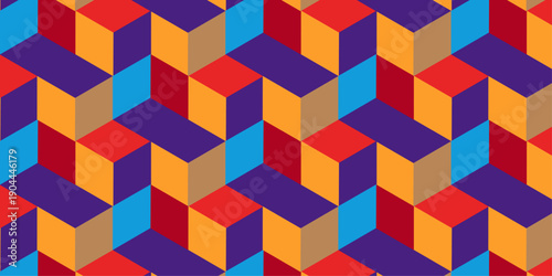 seamless geometric pattern cube colorful hexagon polygonal art box design creative diamond wall and mosaic wallpaper .