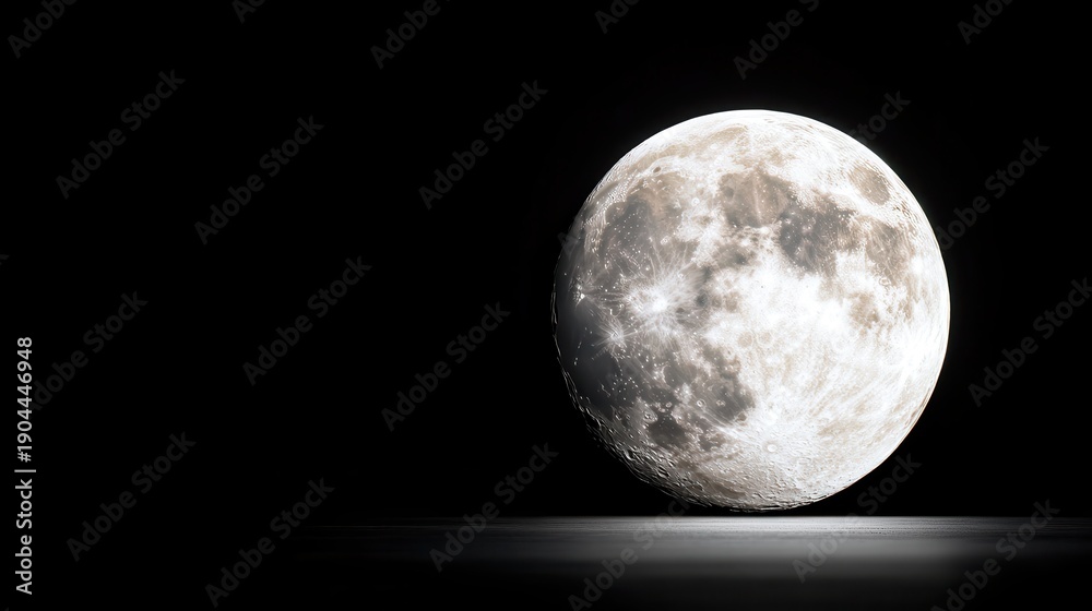 Obraz premium A mesmerizing image of a full moon glowing brightly against a deep black sky, inviting feelings of wonder and tranquility, evoking night-time introspection and beauty.