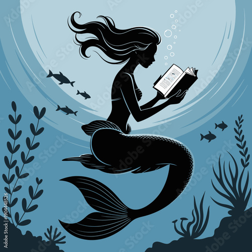 Vector Illustration of an Elegant Swan Gliding on a Calm Lake - Graceful Nature and Tranquility