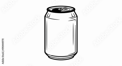 A simple line drawing of a beverage can with an open top