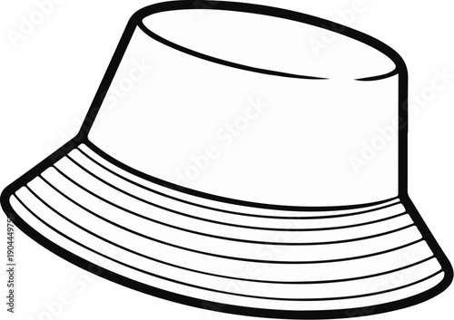 A simple black and white line drawing of a bucket hat