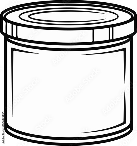 A simple black and white line drawing of a cylindrical container with a lid