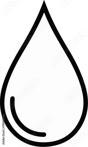 A simple, bold, black outline icon of a single water droplet