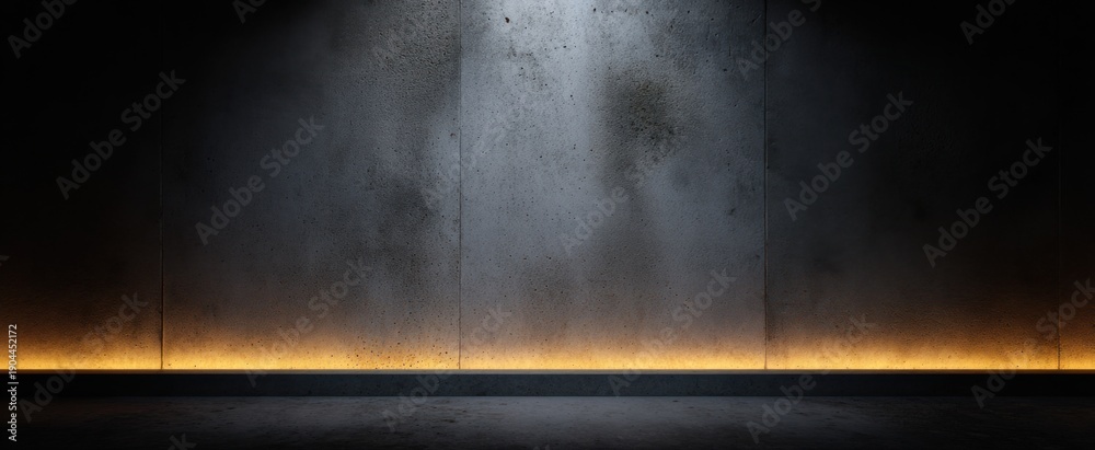 Fototapeta premium Exposed concrete wall with warm lighting highlights rugged textures for a sleek urban industrial vibe