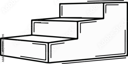 A minimalist outline drawing of three connected, ascending steps