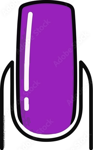 A purple nail with a shiny white highlight on a stand