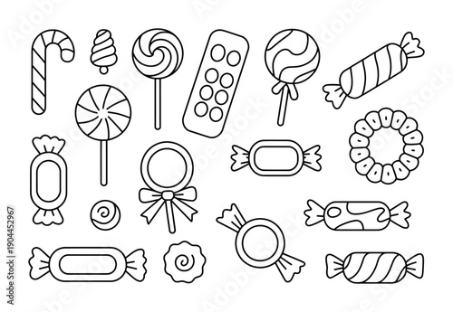 Vector illustration showcasing a variety of candy items in a neat arrangement