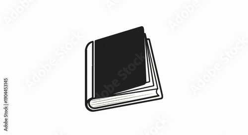 A simple black and white icon of an open book, tilted slightly