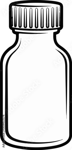 A simple black and white illustration of a capped bottle with a ribbed cap
