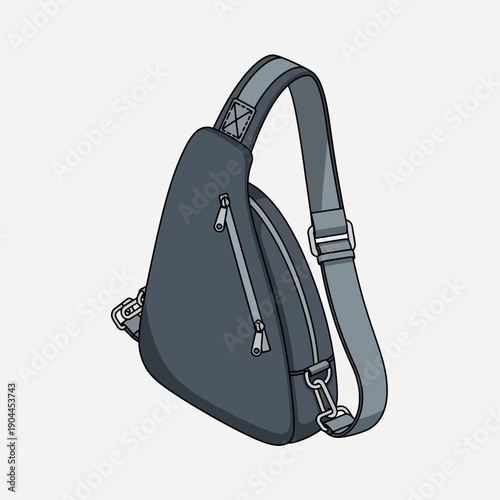 Dark grey crossbody bag with adjustable strap and zipper.