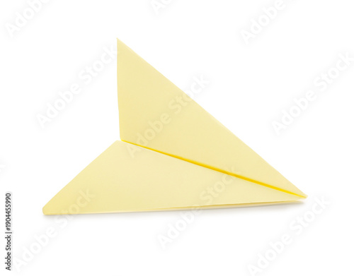 Yellow paper plane on white...